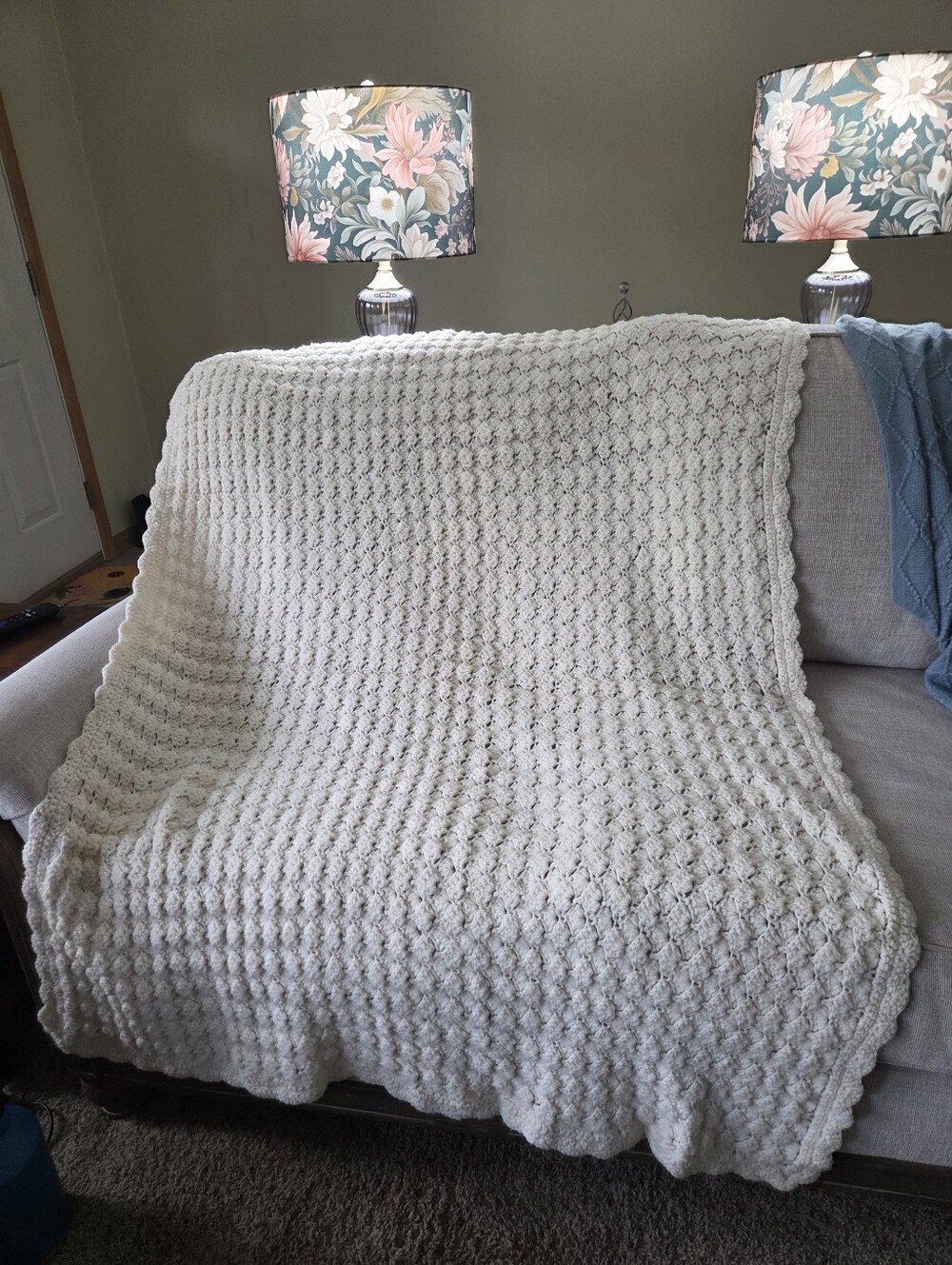 Cream Colored Crocheted Throw Handmade Like New